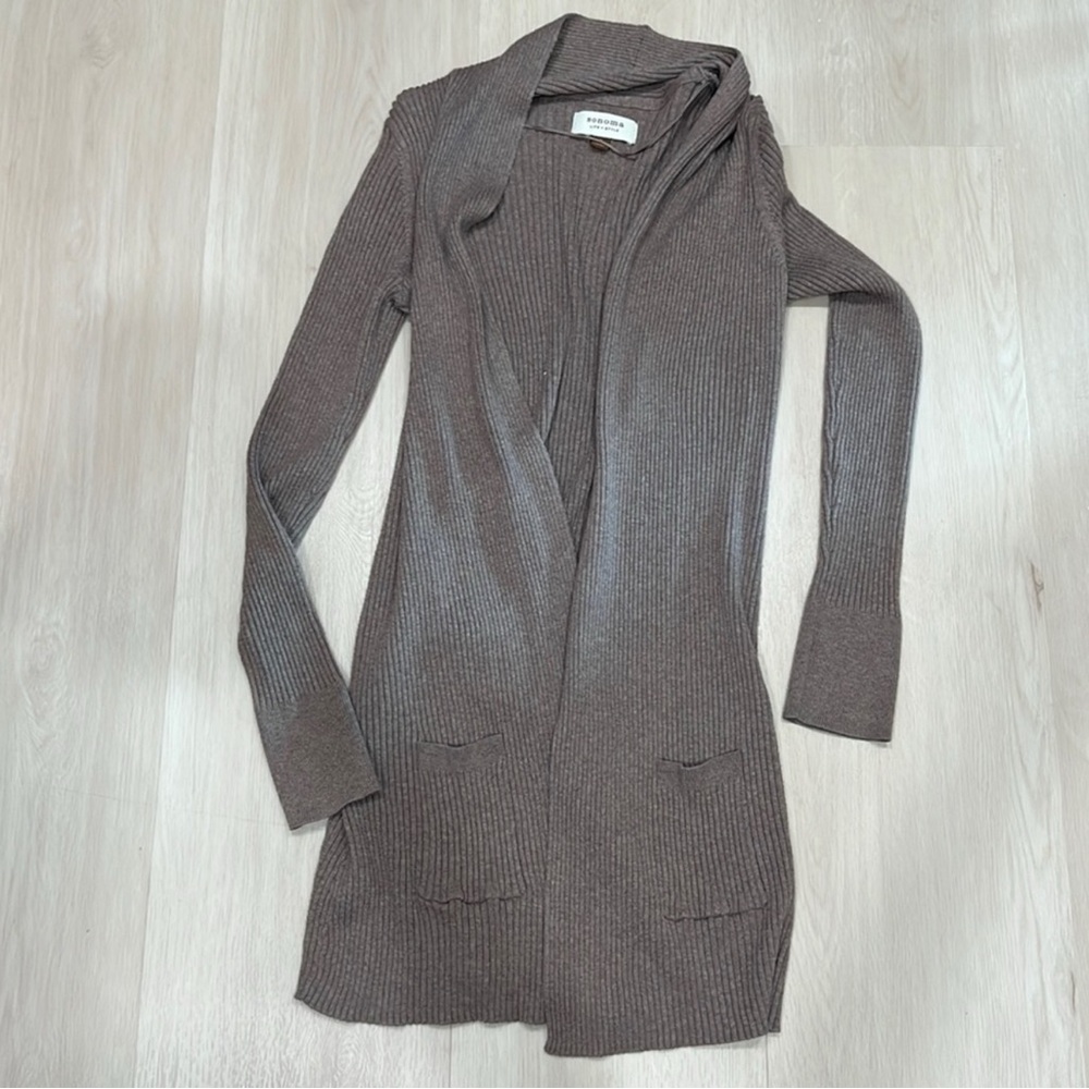 Sonoma Taupe Open Front Cardigan